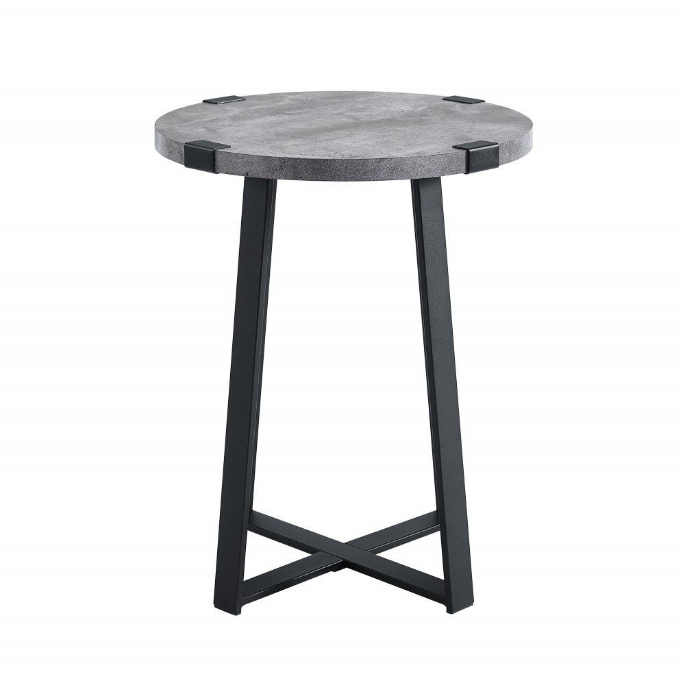 Faux Wrap Leg Modern Side Table - Faux Dark Concrete