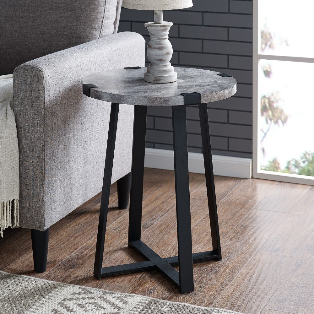 Faux Wrap Leg Modern Side Table - Faux Dark Concrete