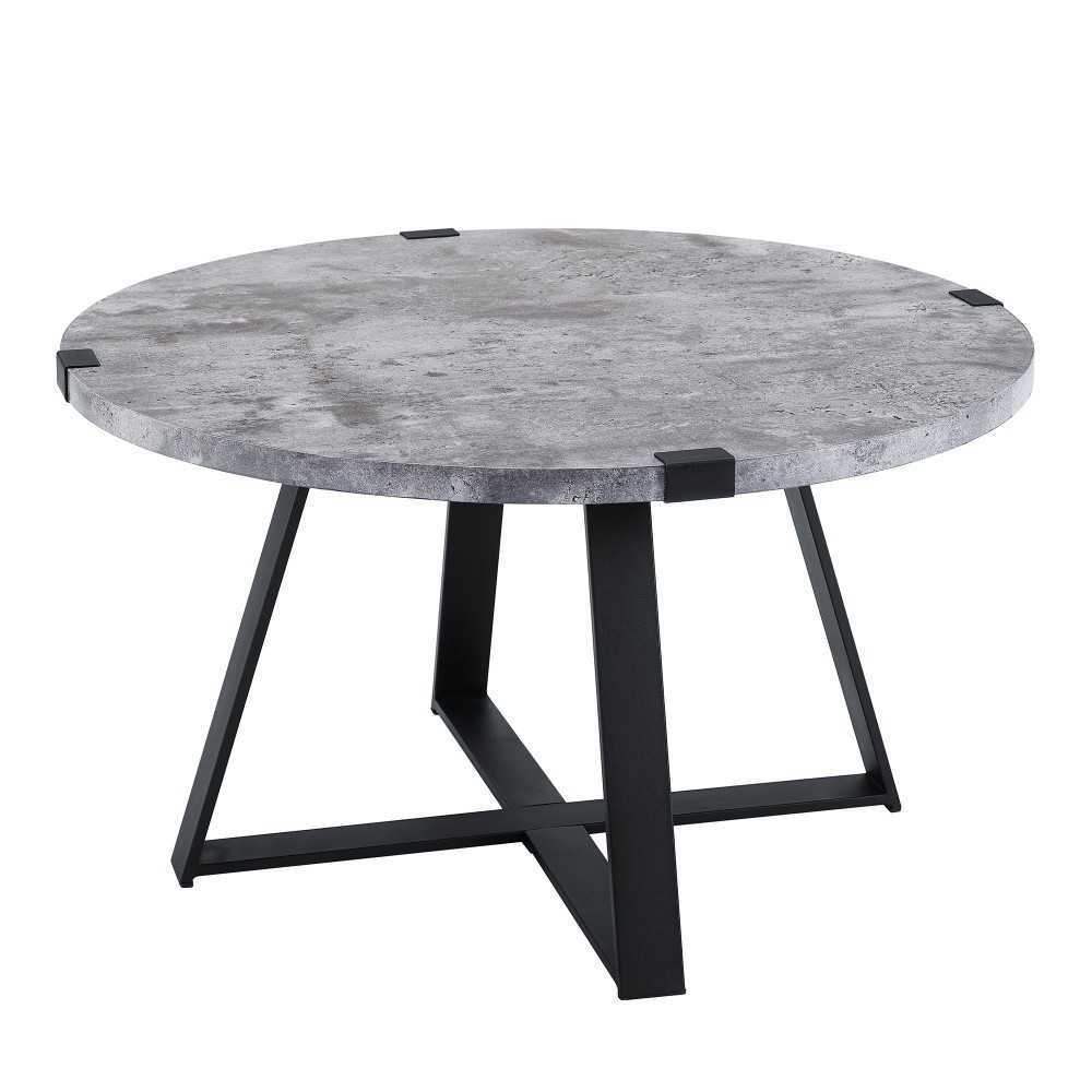 Faux Wrap Leg Urban Industrial Round Coffee Table - Faux Dark Concrete