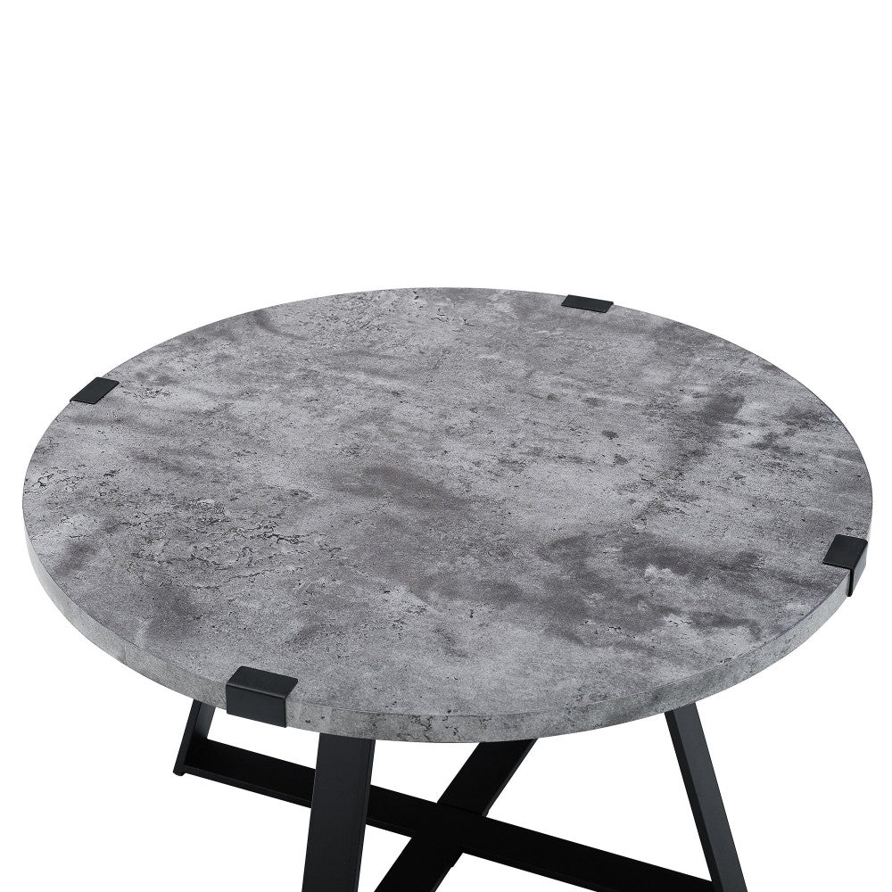 Faux Wrap Leg Urban Industrial Round Coffee Table - Faux Dark Concrete