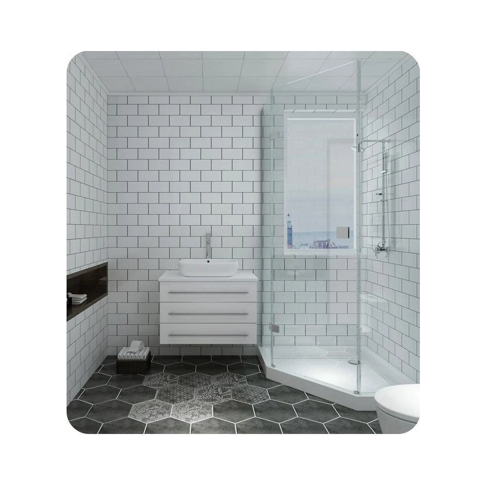 FCB6183WH-VSL-I 32 White Wall Hung Bathroom Cabinet with Top & Vessel Sink