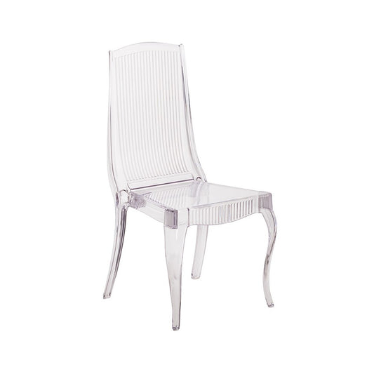 Flash Elegance Crystal Ice Stacking Chair with Full Back Vertical Line Design