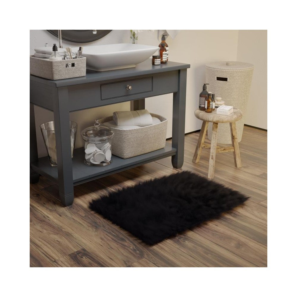 Flash Furniture Chalet Collection Black 2x3 Faux Fur Rug YTG-RGS1917-23-BK-GG