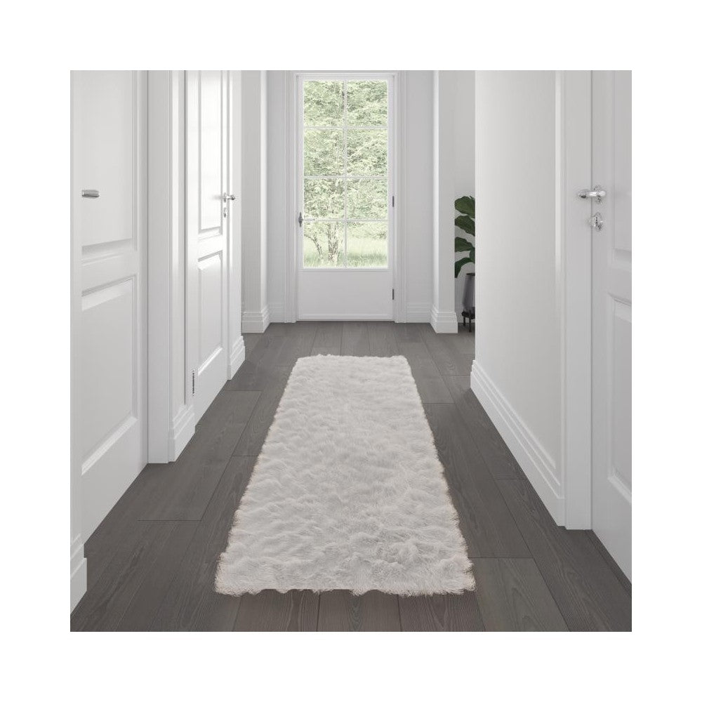 Flash Furniture Chalet Collection White 2x7 Faux Fur Rug YTG-RGS1917-27-WH-GG