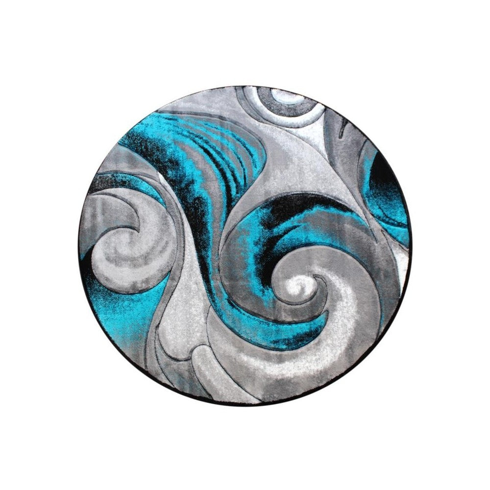 Flash Furniture Masie Collection Turquoise 8x8 Swirl Area Rug ACD-RG414-88-TQ-GG