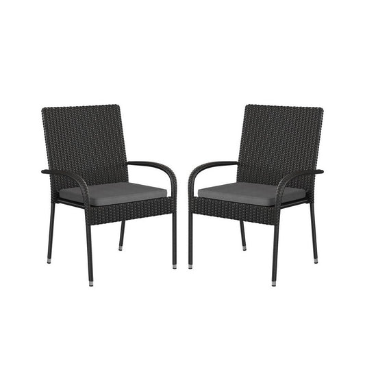 Flash Furniture Maxim 2PK Black Patio Chair 2-TW-3WBE073-CU01GY-BK-GG