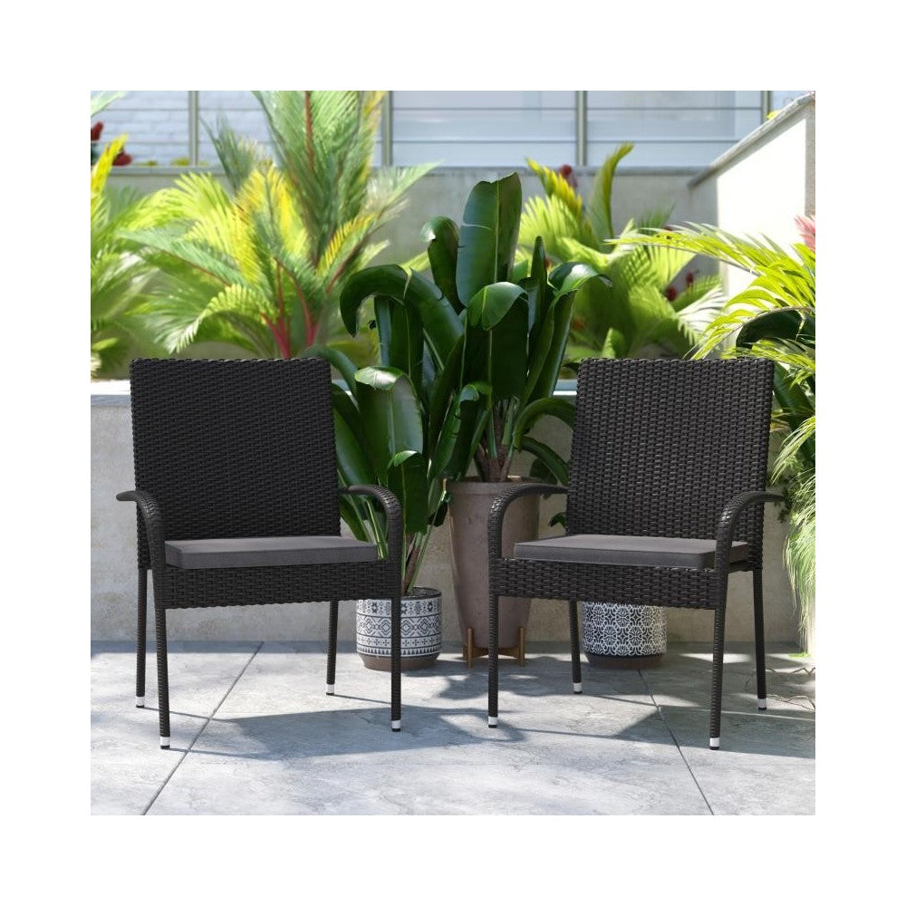 Flash Furniture Maxim 2PK Black Patio Chair 2-TW-3WBE073-CU01GY-BK-GG