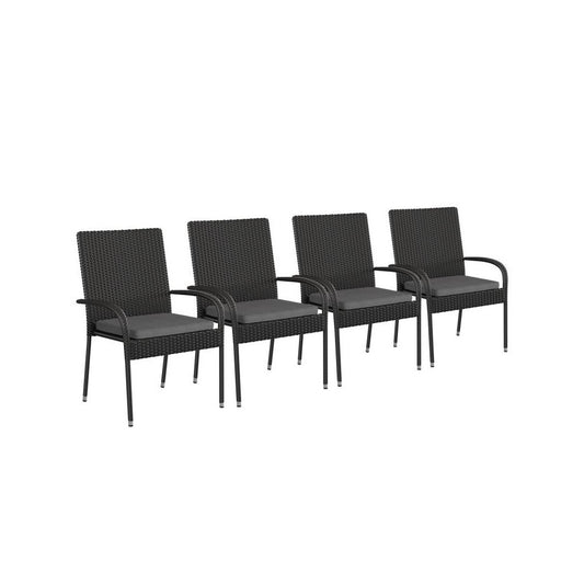 Flash Furniture Maxim 4PK Black Patio Chair 4-TW-3WBE073-CU01GY-BK-GG