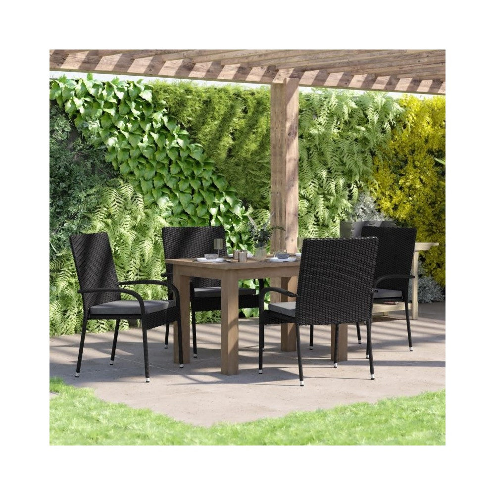 Flash Furniture Maxim 4PK Black Patio Chair 4-TW-3WBE073-CU01GY-BK-GG