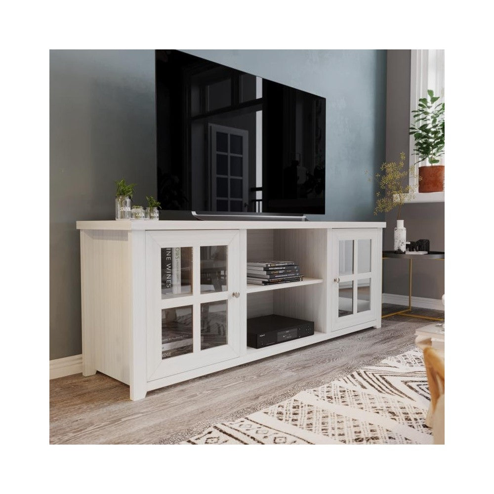 Flash Furniture Savoy White Birch Four Pane TV Stand GC-MBLK64-WH-GG