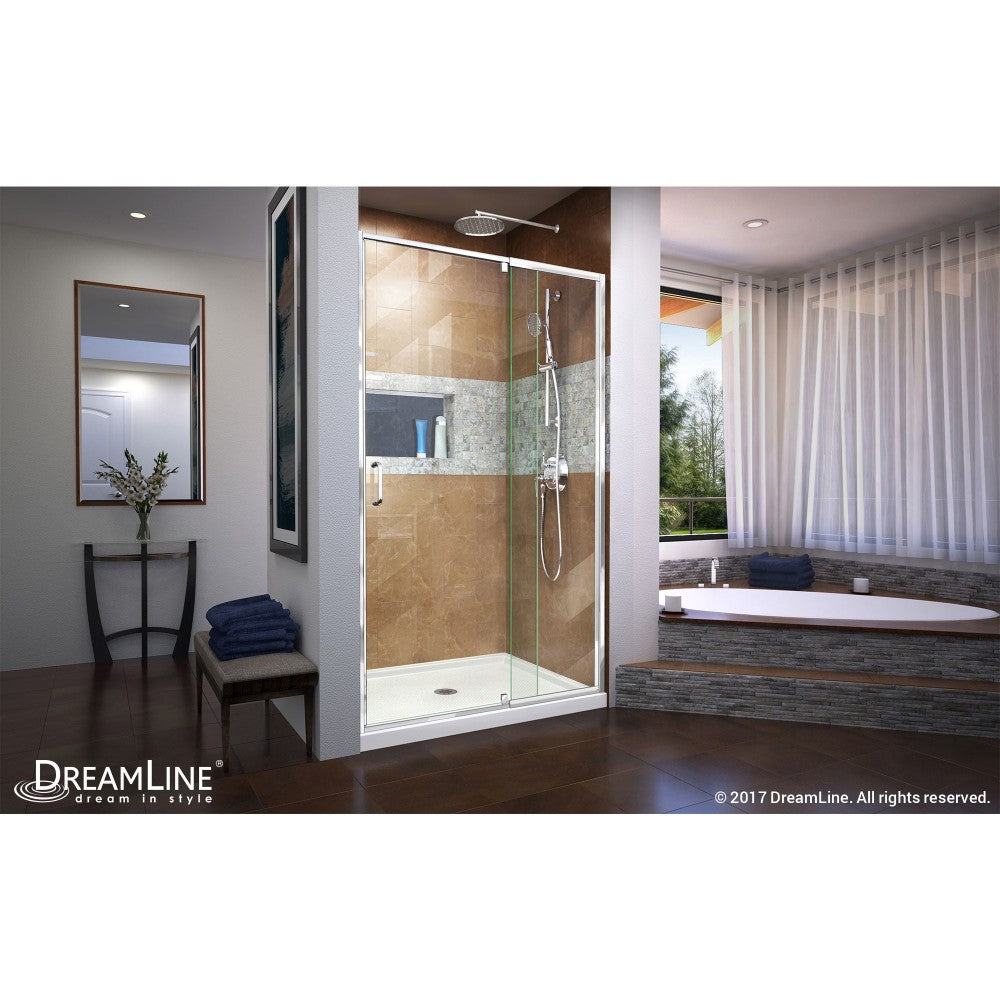 Flex 44-48 in. W x 72 in. H Semi-Frameless Pivot Shower Door in Chrome