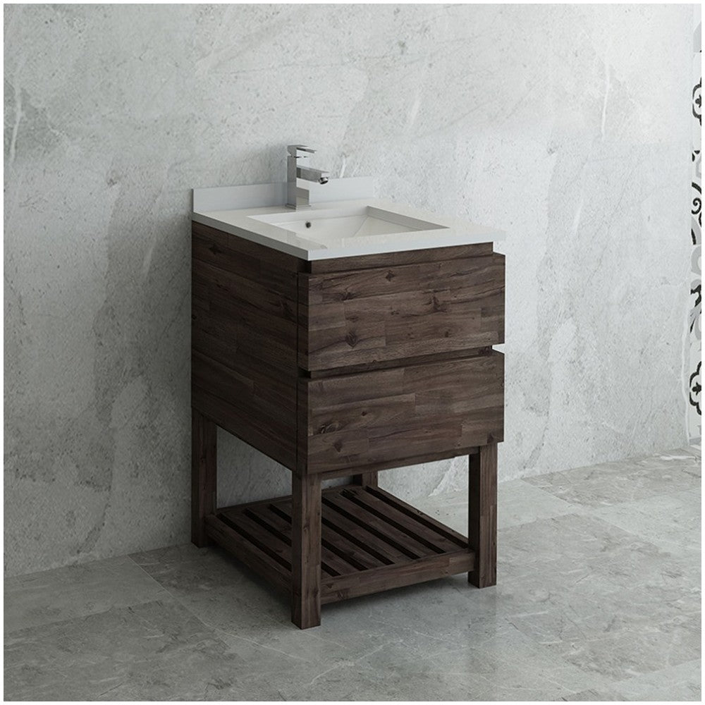 Formosa 24" Floor Standing Open Bottom Modern Bathroom Cabinet w/ Top & Sink