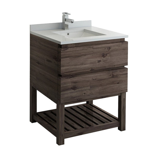 Formosa 30" Floor Standing Open Bottom Modern Bathroom Cabinet w/ Top & Sink