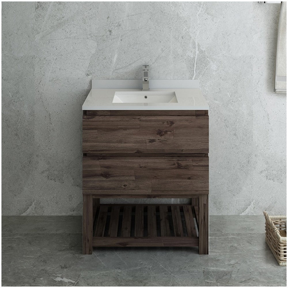 Formosa 30" Floor Standing Open Bottom Modern Bathroom Cabinet w/ Top & Sink