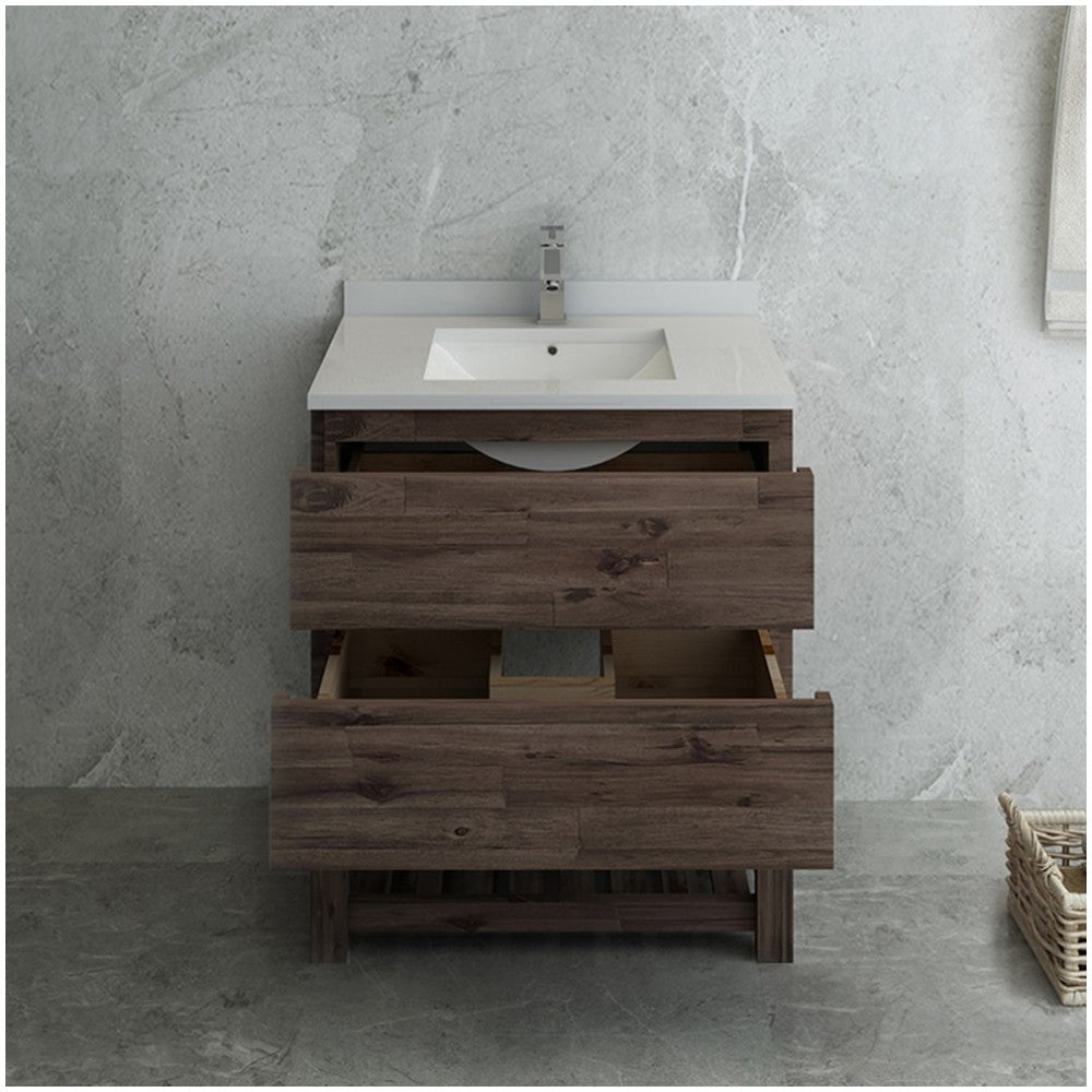 Formosa 30" Floor Standing Open Bottom Modern Bathroom Cabinet w/ Top & Sink