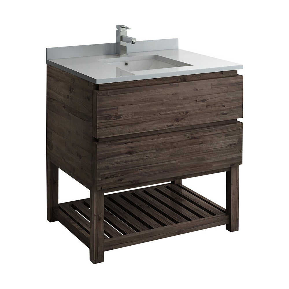 Formosa 36" Floor Standing Open Bottom Modern Bathroom Cabinet w/ Top & Sink