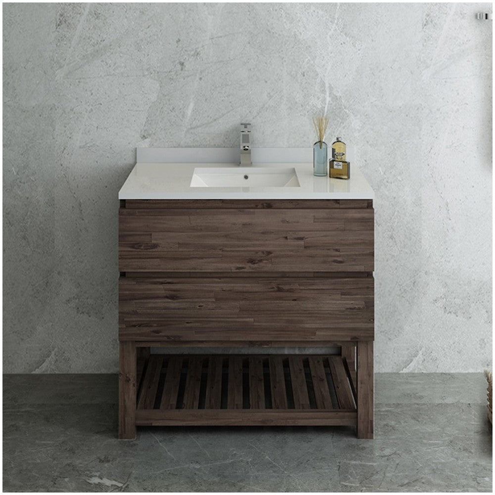 Formosa 36" Floor Standing Open Bottom Modern Bathroom Cabinet w/ Top & Sink