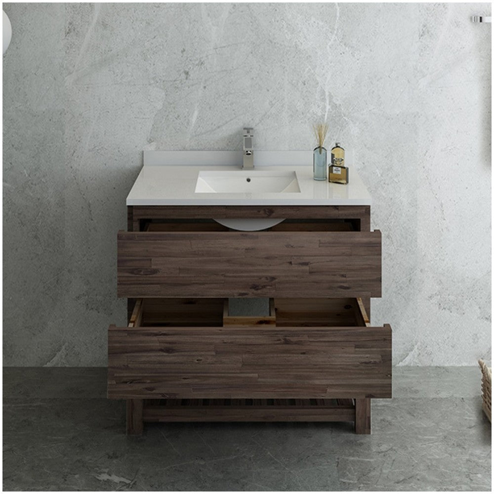 Formosa 36" Floor Standing Open Bottom Modern Bathroom Cabinet w/ Top & Sink