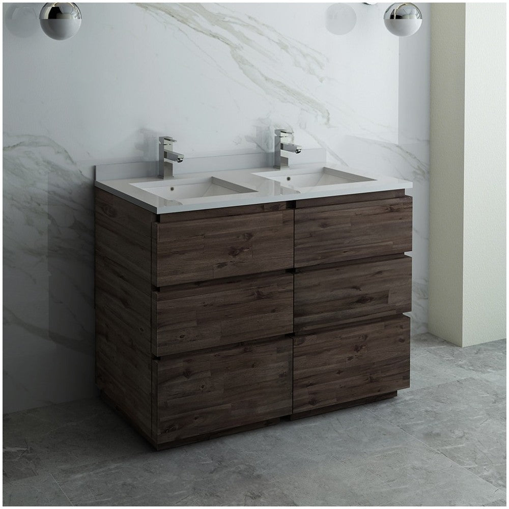 Formosa 48" Floor Standing Double Sink Modern Bathroom Cabinet w/ Top & Sinks