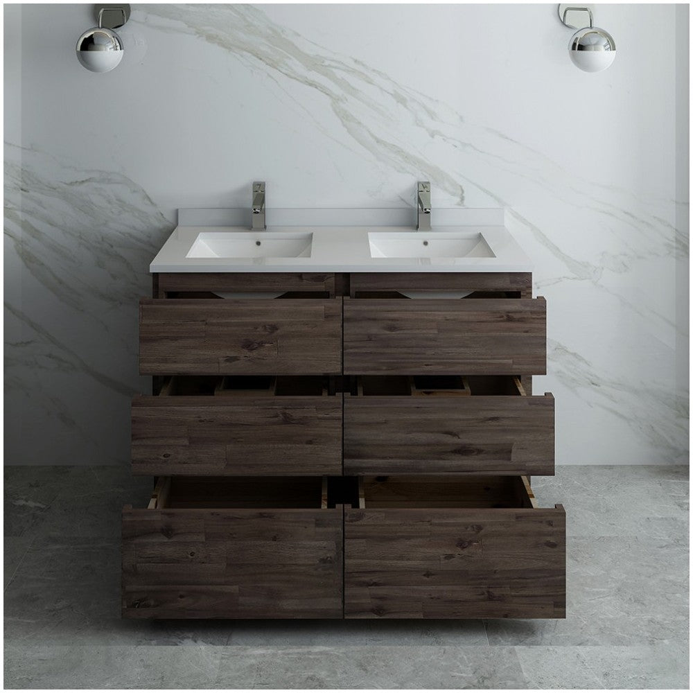 Formosa 48" Floor Standing Double Sink Modern Bathroom Cabinet w/ Top & Sinks