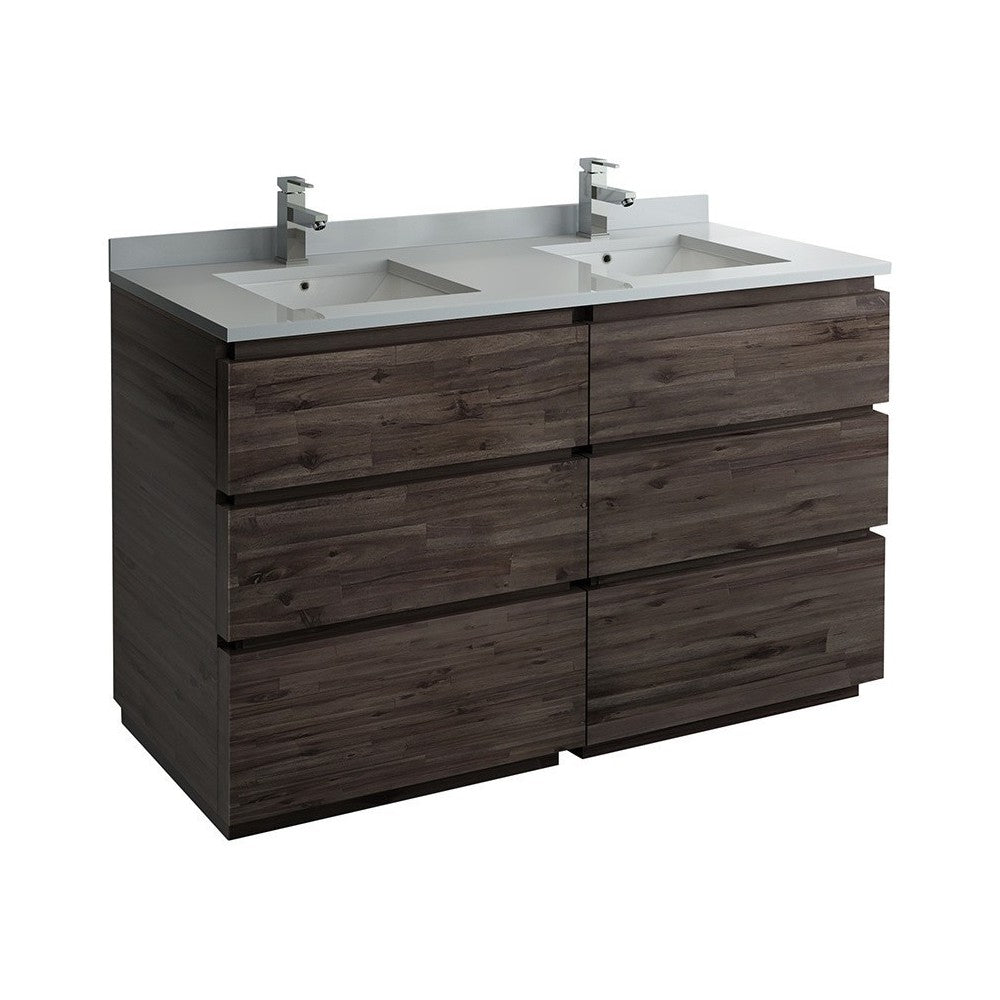 Formosa 58" Floor Standing Double Sink Modern Bathroom Cabinet, FCB31-3030ACA-FC