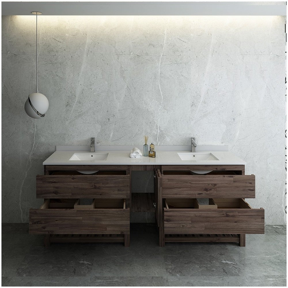 Formosa 82" Floor Standing Open Bottom Double Sink Modern Bathroom Cabinet
