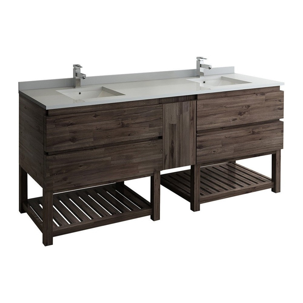 Formosa 82" Floor Standing Open Bottom Double Sink Modern Bathroom Cabinet
