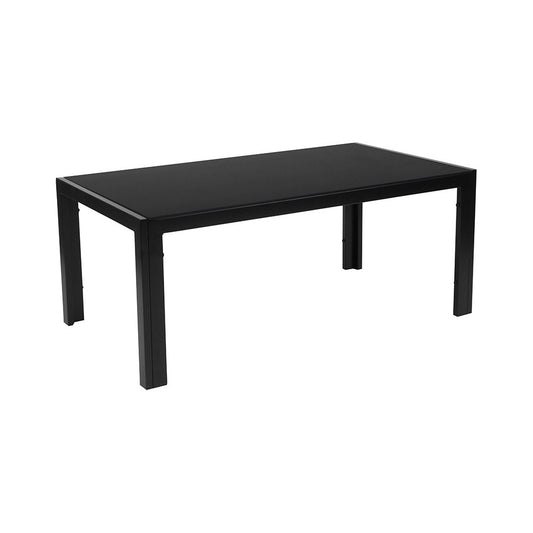 Franklin Collection Sleek Black Glass Coffee Table with Black Metal Legs