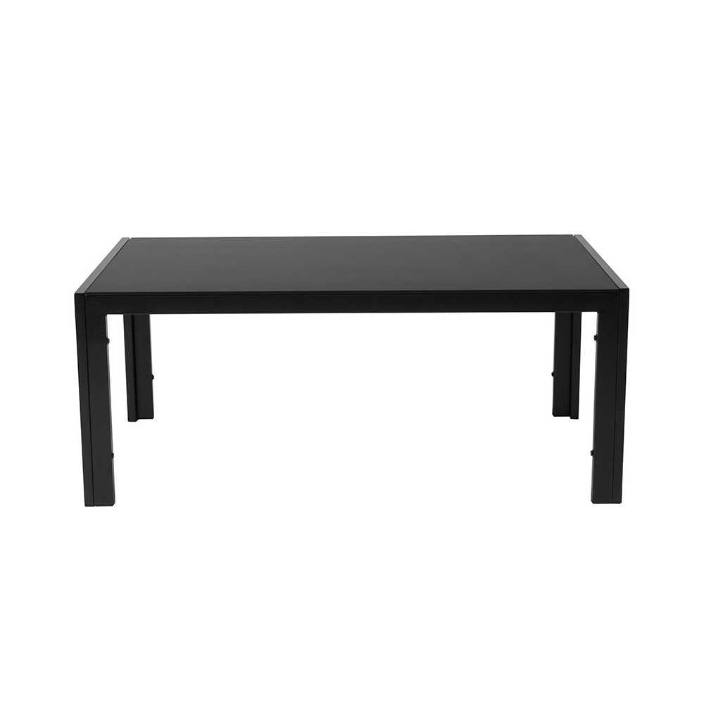 Franklin Collection Sleek Black Glass Coffee Table with Black Metal Legs