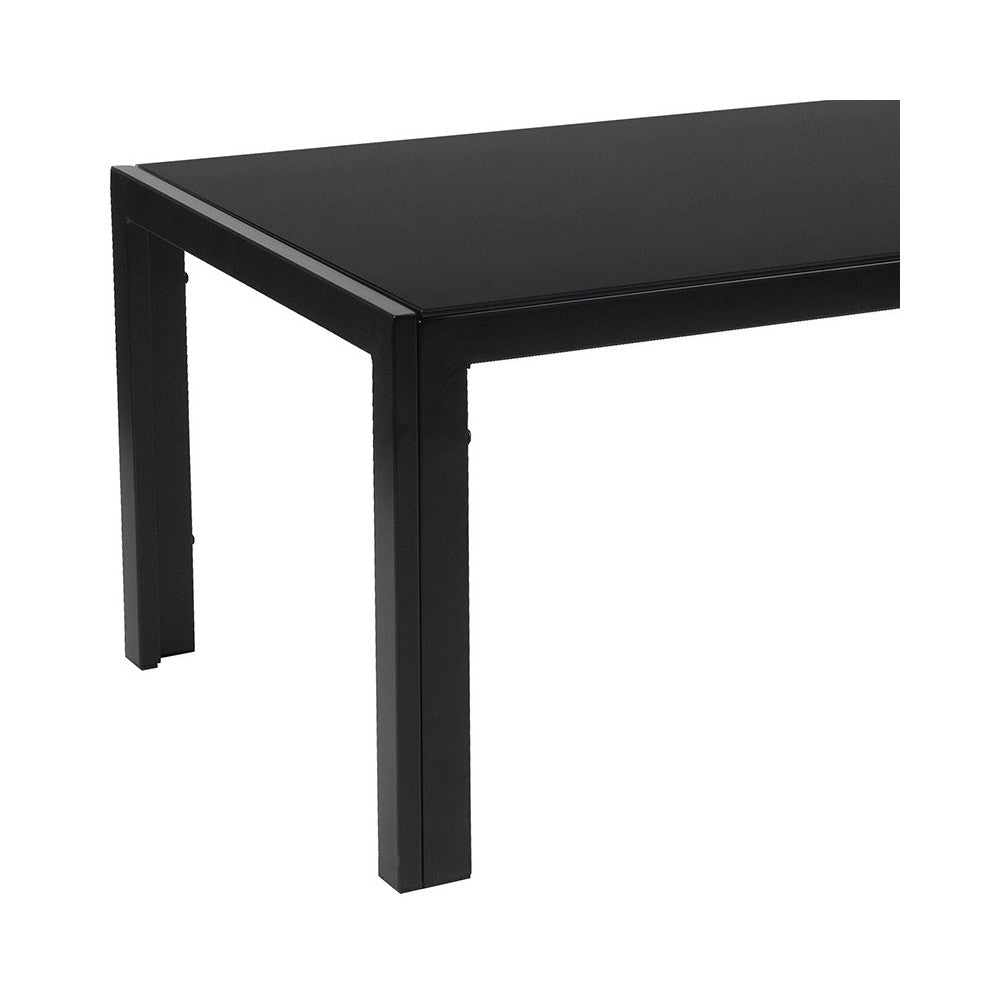 Franklin Collection Sleek Black Glass Coffee Table with Black Metal Legs