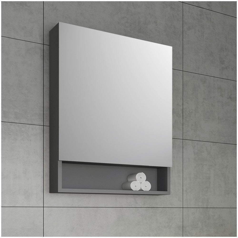 Fresca 24" Gray Bathroom Medicine Cabinet w/ Small Bottom Shelf
