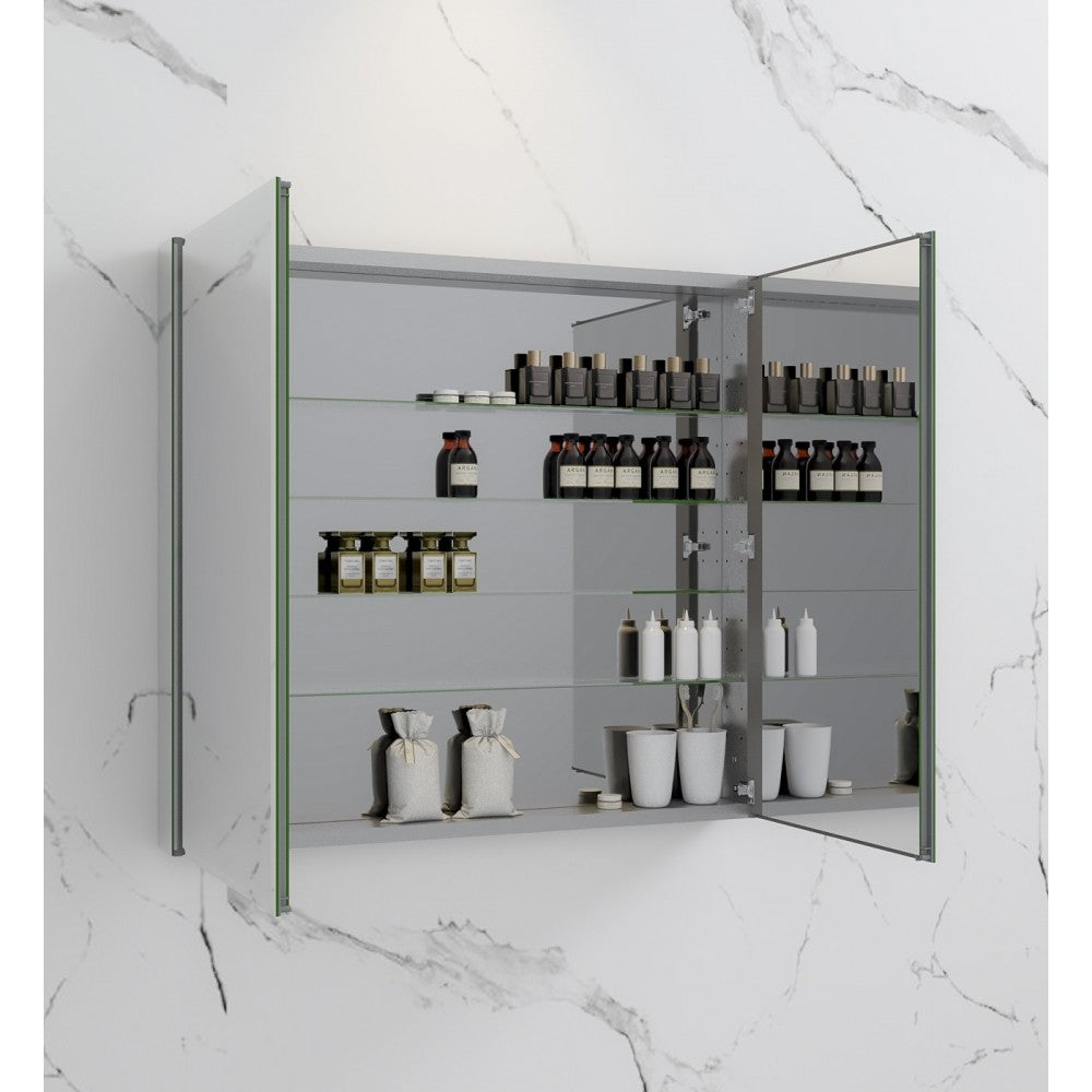 Fresca 40" Wide x 36" Tall Bathroom Medicine Cabinet w/ Mirrors, Beveled Edge
