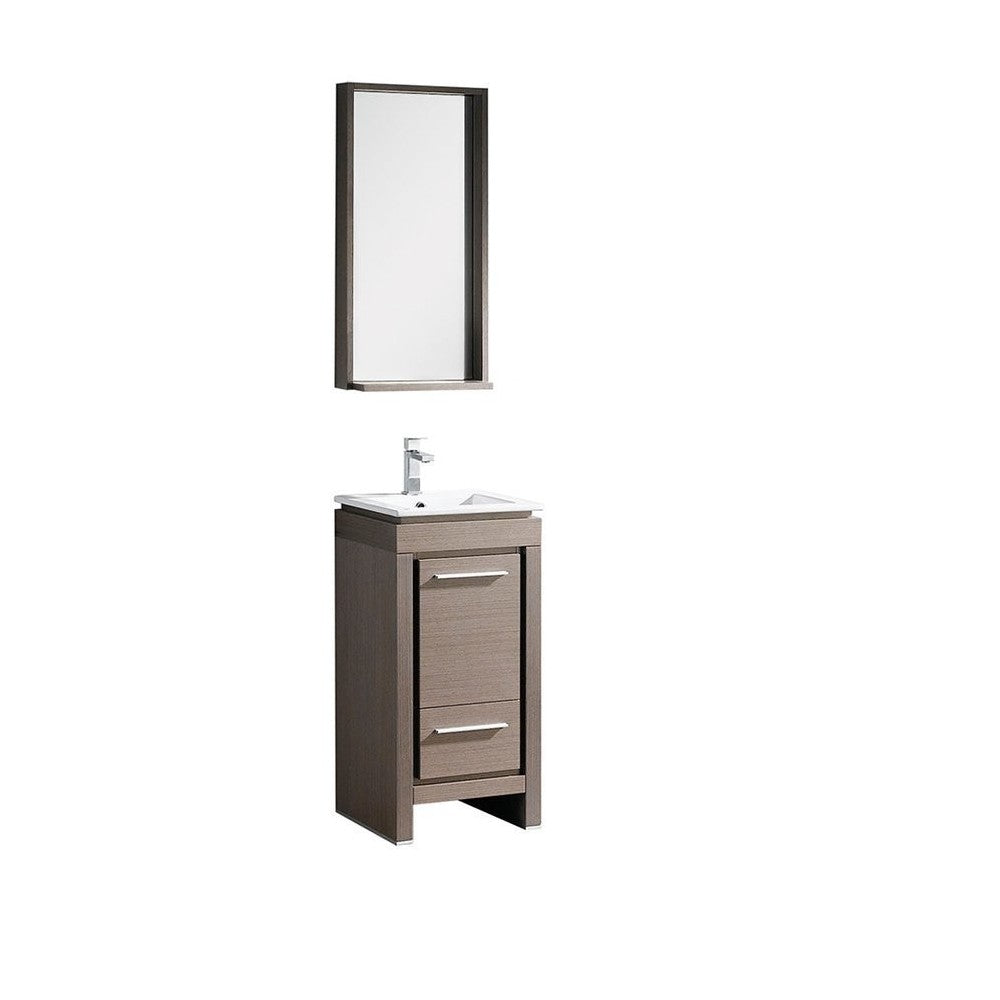 Fresca Allier 16" Gray Oak Modern Bathroom Vanity w/ Mirror