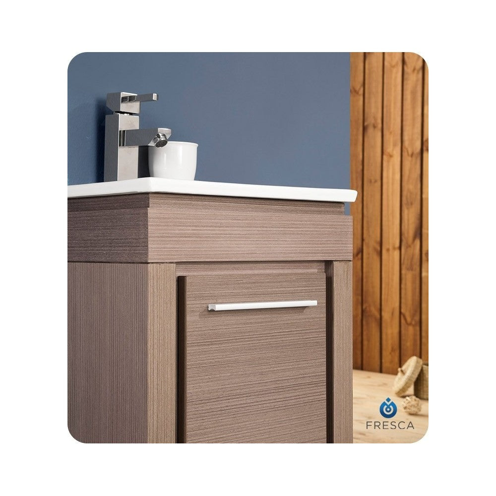 Fresca Allier 16" Gray Oak Modern Bathroom Vanity w/ Mirror