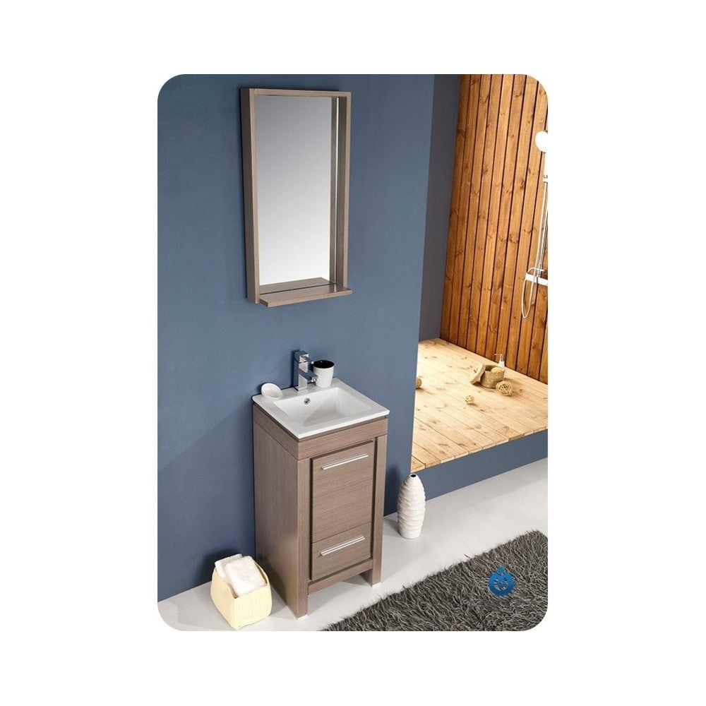 Fresca Allier 16" Gray Oak Modern Bathroom Vanity w/ Mirror