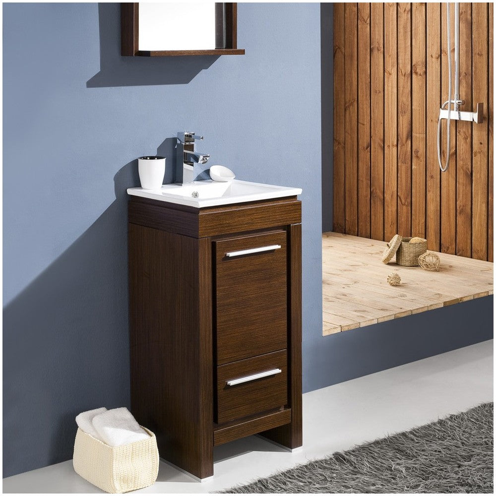 Fresca Allier 16" Wenge Brown Modern Bathroom Vanity w/ Mirror