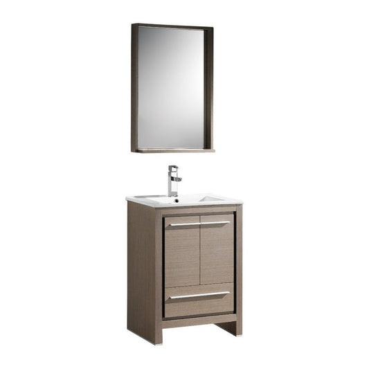 Fresca Allier 24" Gray Oak Modern Bathroom Vanity w/ Mirror