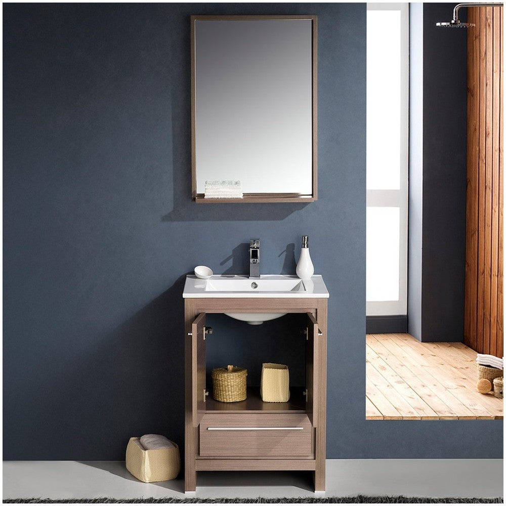 Fresca Allier 24" Gray Oak Modern Bathroom Vanity w/ Mirror