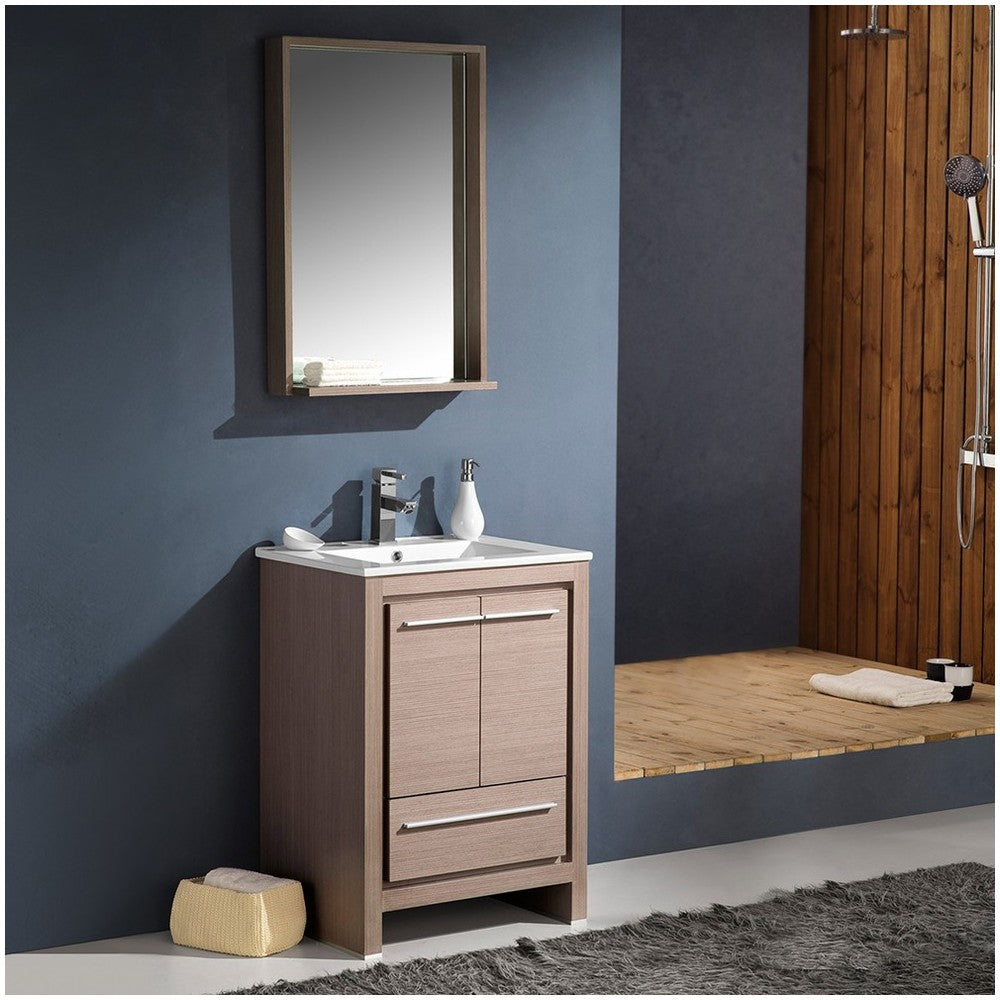 Fresca Allier 24" Gray Oak Modern Bathroom Vanity w/ Mirror