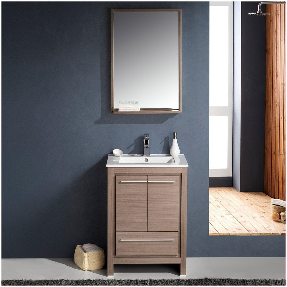 Fresca Allier 24" Gray Oak Modern Bathroom Vanity w/ Mirror