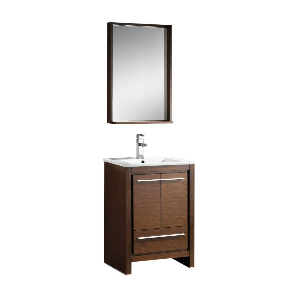 Fresca Allier 24" Wenge Brown Modern Bathroom Vanity w/ Mirror