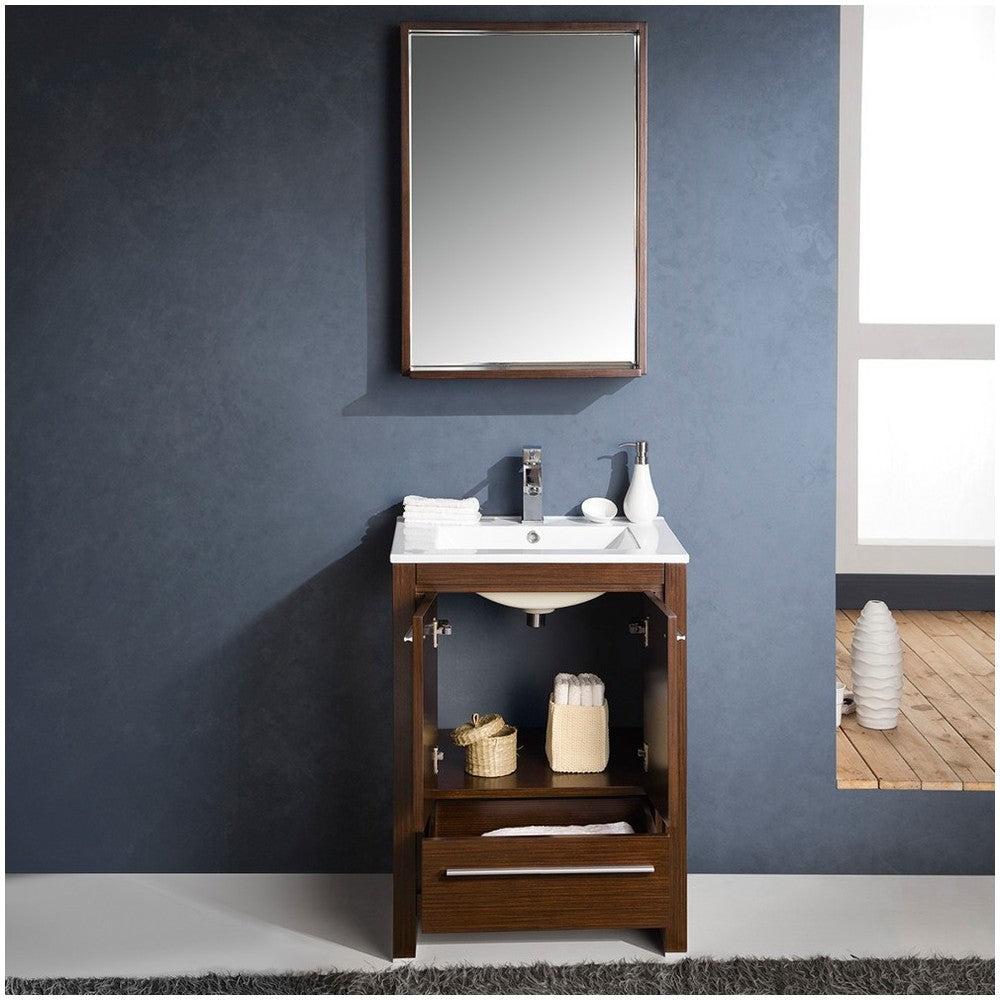 Fresca Allier 24" Wenge Brown Modern Bathroom Vanity w/ Mirror