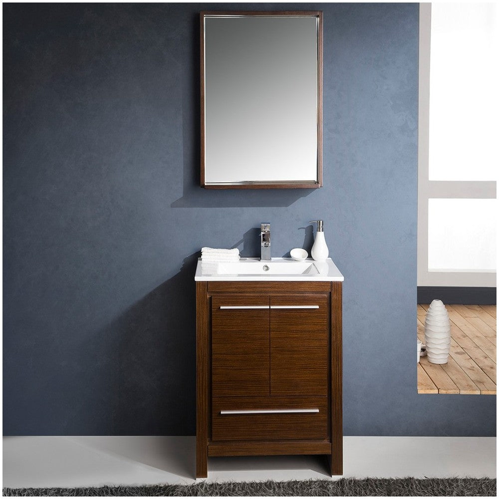 Fresca Allier 24" Wenge Brown Modern Bathroom Vanity w/ Mirror