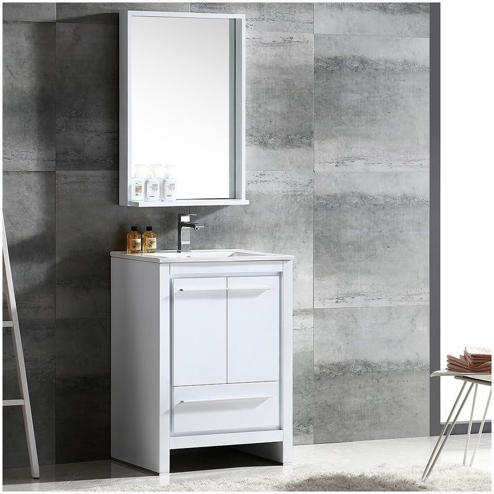 Fresca Allier 24" White Modern Bathroom Vanity w/ Mirror