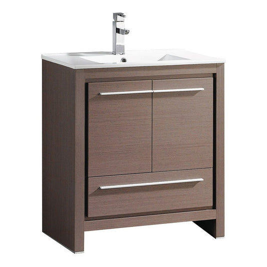 Fresca Allier 30" Gray Oak Modern Bathroom Cabinet w/ Sink