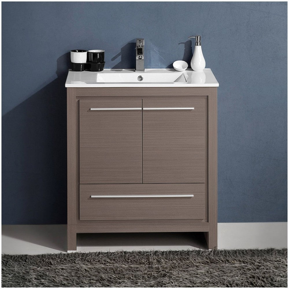 Fresca Allier 30" Gray Oak Modern Bathroom Cabinet w/ Sink