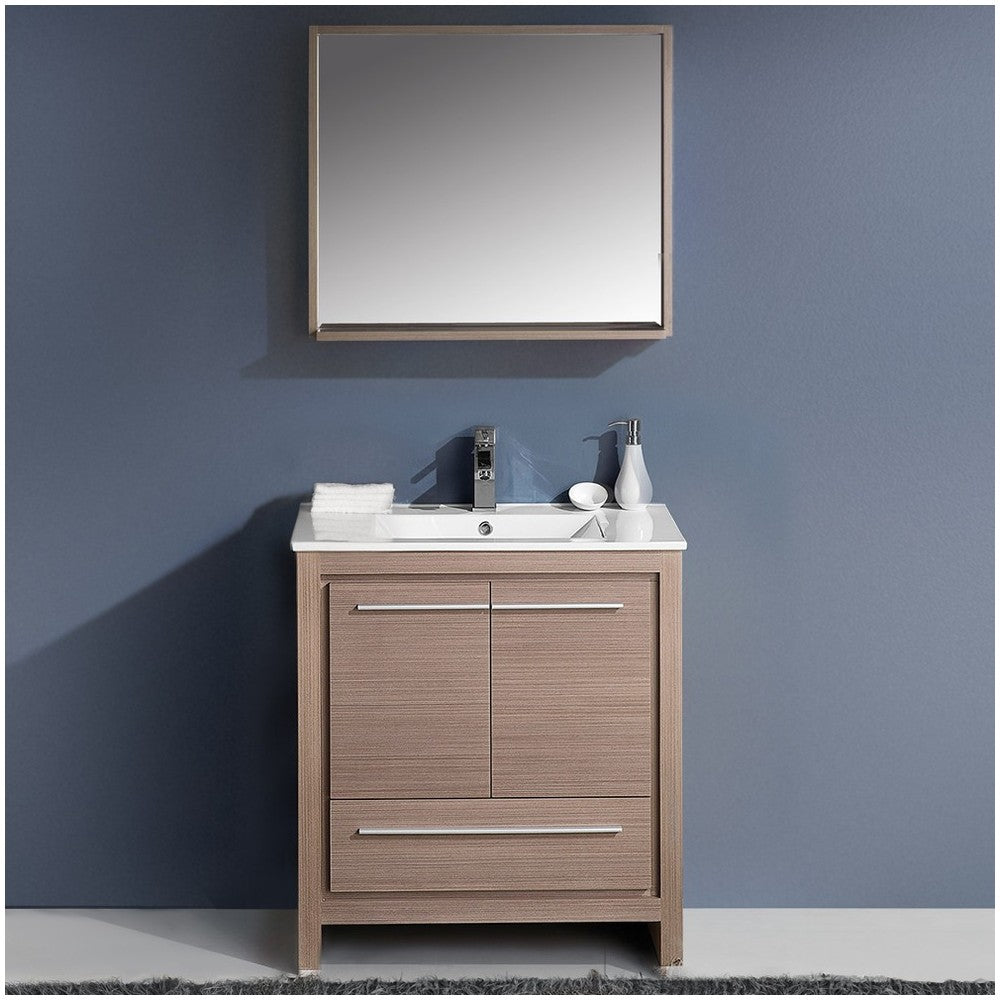 Fresca Allier 30" Gray Oak Modern Bathroom Vanity w/ Mirror