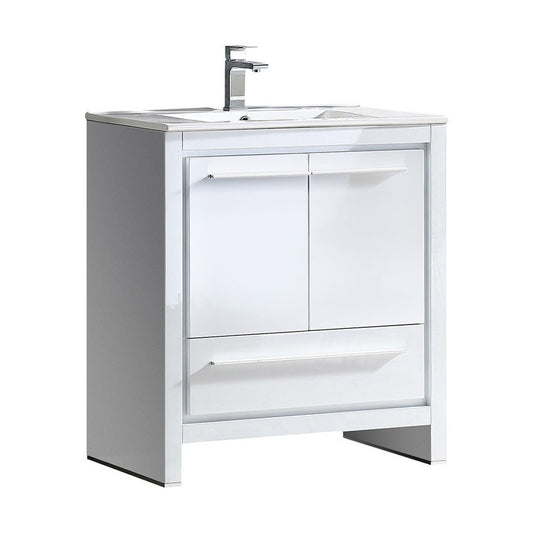 Fresca Allier 30" White Modern Bathroom Cabinet w/ Sink