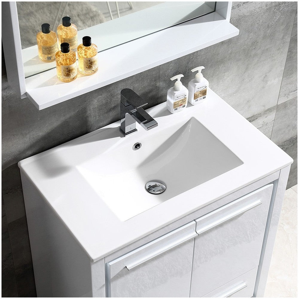 Fresca Allier 30" White Modern Bathroom Vanity w/ Mirror