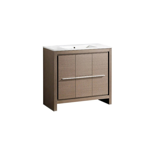 Fresca Allier 36" Gray Oak Modern Bathroom Cabinet w/ Sink